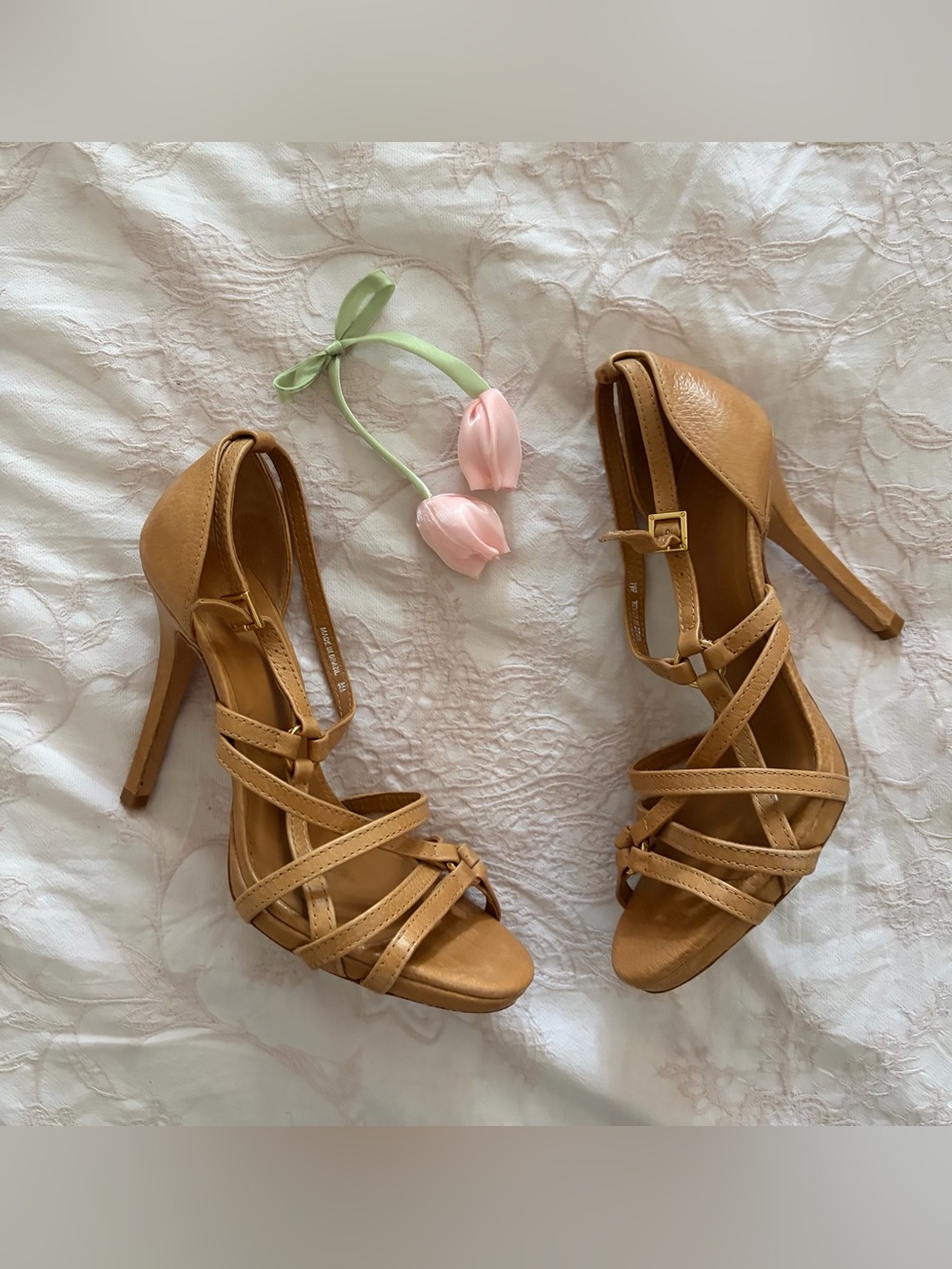 Tory Burch Tan Strappy Stiletto Heels